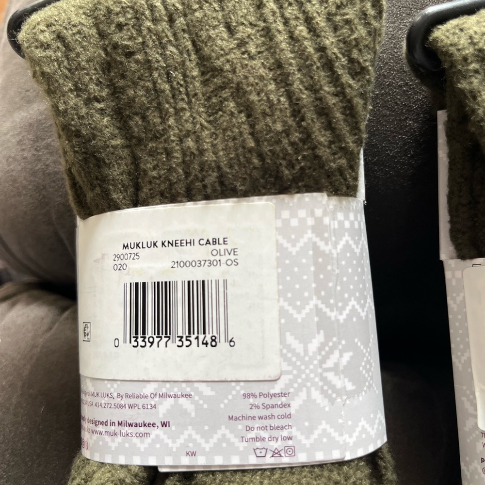 Olive Muk Luk knee high socks. Price is for 1 pair